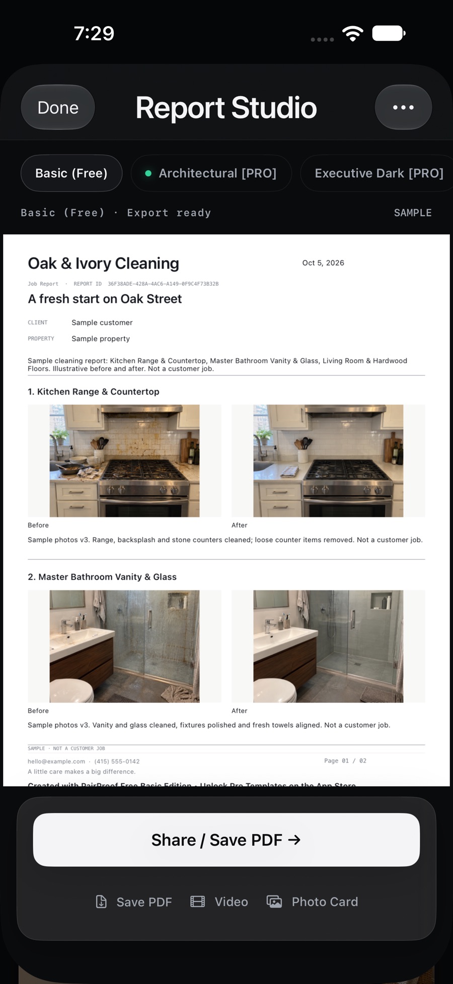 Basic free template ready to share as a PDF, video or photo card.